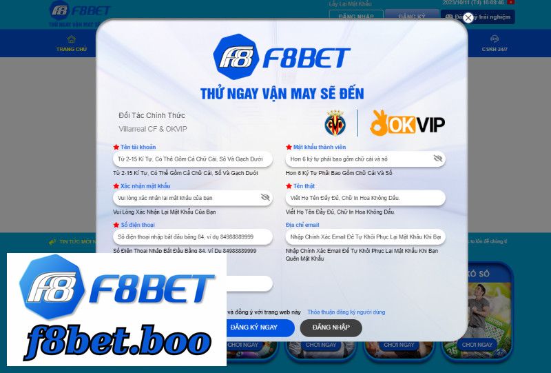 Đừng Ngại Đăng Ký F8bet Bằng Vài Dòng Thông Tin Cá Nhân